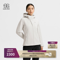 KOLON SPORT 户外软壳衣 女士保暖防风防泼水拉绒连帽夹克 LKJK6WN100-CR 奶油白 M 165/88A