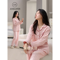 睡衣秋冬款女2025新款冬季加厚保暖长袖长裤可外穿冬天家居服套装