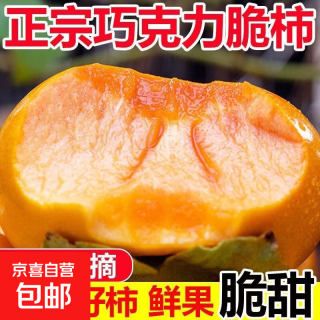 山西脆柿新鲜当季脆甜冰糖心巧克力柿子无核水果 2斤装 单果100g+