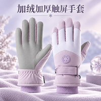 勋阳宇乐 【加绒触屏】女款骑行手套 老圆标白+紫
