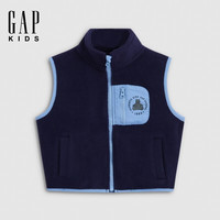 Gap 男幼童小童 加绒拼接马甲儿童装外套 海军蓝 100 cm (2-3岁)