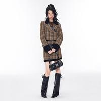 CHICPARK 学院风包臀半身裙两件套美拉德复古英伦风格子外套套装