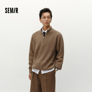 森马 森柔|毛衫男冬季含羊毛针织衫老钱风拉链半开襟毛衣情侣内搭 红咖色调00465 S