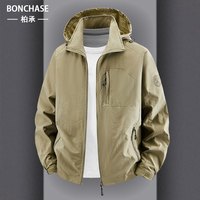 移动端：柏承 加绒外套男秋冬加厚夹克保暖棉服大码户外冲锋衣防风防水工装棉衣