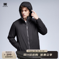 天石 品牌棉服男士外套秋冬新雪丽棉服3M短款连帽运动内搭中间层薄夹克 黑色 L（175/96A）