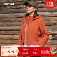 乐飞叶 防水冲锋衣棉服女 3M新雪丽可拆卸帽保暖外套LFJU6CM62 砂岩红PO M (38)165/84A