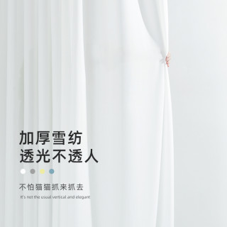 透光不透人纱飘窗白纱阳台纱客厅卧室书房半遮光窗纱白色新款窗帘