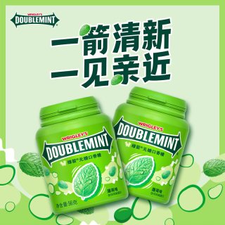 绿箭 口香糖原味薄荷瓶装绿茶味清新口气办公室零食年货糖果