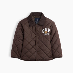 Gap 男幼童小童 儿童刺绣翻领宝宝洋气棉服  棕色 110 /60(5-6岁)