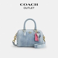 COACH 女包Rowan 18经典老花拉链开合女款波士顿包圆筒包单肩斜挎包 CW329IMXDM