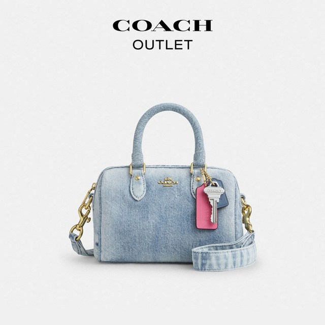 COACH 【拉链波士顿】Rowan 18老花斜挎圆筒包 CW329IMXDM