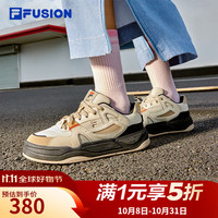 斐乐 FUSION潮牌BANK II板鞋轻便女鞋新款运动鞋休闲鞋女 古白色/黄水泥-AC 36.5