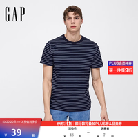 Gap 男女装夏季款logo条纹纯棉短袖T恤常规上衣美版