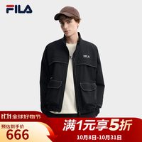 斐乐 男士梭织外套2026春新款休闲宽松百搭立领工装夹克 传奇蓝-NV M 170