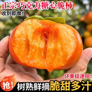 果怡芬 正宗巧克力脆柿新鲜水果当季整箱黄硬大果冰糖心黄甜硬脆火晶柿子150-180g