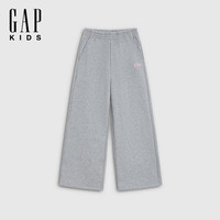 Gap 女童大童logo宽松经典抓绒阔腿裤 灰色 120 cm(6-7岁)