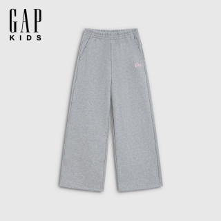 Gap 女童大童 宽松经典抓绒阔腿裤 灰色 120 cm(6-7岁)