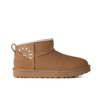 UGG 冬季新款女士平底假日阳光款毛毛超短靴雪地靴1183910CHE|栗色38