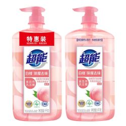 超能 白桃苏打洗洁精1kg*2桶食品用果蔬餐具净洗碗液去油