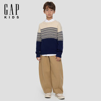 Gap 男童冬季款 松紧腰抓绒弯刀简约休闲裤 卡其色 120 cm(6-7岁)