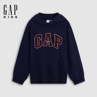 Gap 男童大童 毛巾绣抓绒连帽卫衣 深藏蓝 140 cm (10-11岁)