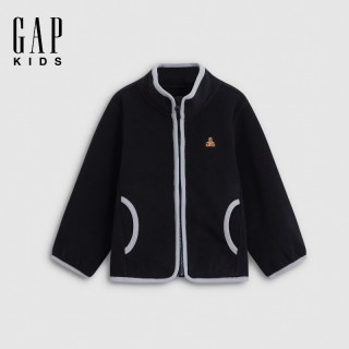 Gap 男幼童小童 加绒小熊刺绣休闲圆领卫衣  黑色 110 cm (4-5岁)