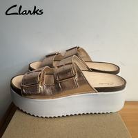 Clarks 女款夏季简约百搭舒适轻便厚底凉拖鞋 金属色 37.5