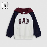 Gap 男幼童小童 撞色连帽抓绒卫衣儿童装 白色 110 cm (4-5岁)