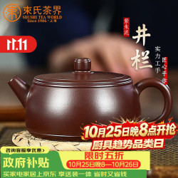 束氏 宜兴紫砂壶纯手工茶壶泡茶壶功夫茶具原矿紫朱泥手工井栏紫砂壶 国助工徐峰-紫朱泥井栏220ml