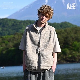 山系双面穿羊羔绒马甲男女同款立领加厚摇粒绒背心秋冬 绵羊灰 XL