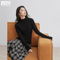 DUIBAI 含半高领肌底长袖T恤女2026冬新品磨毛打底衫
