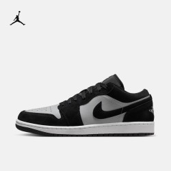 耐克 乔丹男子平底板鞋秋冬低帮轻便缓震运动鞋JORDAN AJ1 553558 048黑/白/浅烟灰 44