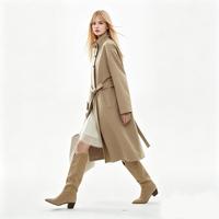 限尺码：DKNY 秋季时尚纯色长款长袖立领女式风衣女外套