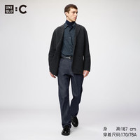 优衣库 廓形长裤/牛仔风加长款男装女装合作款/休闲裤裤子489557 69 藏青色 28 /160/70A
