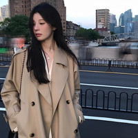 尤克达蒂 风衣外套女卡其色装春秋款女士2025新款高个子韩版秋季大衣中长款 高质量卡其色风衣 M