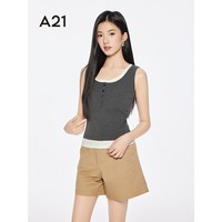 A21 假两件马甲女士夏季设计感修身休闲上衣打底衫