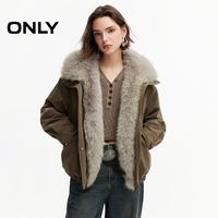 ONLY 2026秋季新款复古毛绒大翻领宽松派克棉服外套女