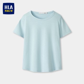 海澜之家 短袖T恤女27纯色舒适轻薄简约短袖女装夏季