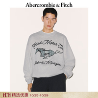 Abercrombie & Fitch 美式复古抓绒落肩袖卫衣上衣25秋冬男装122-5689 浅灰色 M (180/100A)