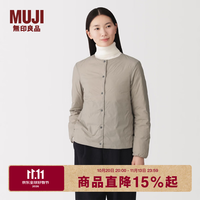 無印良品 MUJI 女式 轻量羽绒便携式无领夹克 羽绒服女款26年冬季 BD11FA6A 浅米色 L (165/88A)