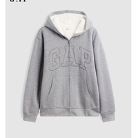 Gap logo刺绣仿羊羔绒宽松连帽卫衣