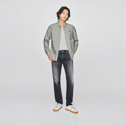 Lee 翻领小Logo徽标 男士长袖衬衫 灰色