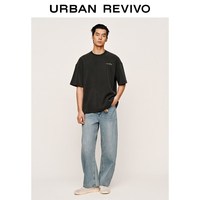 UR UR2026夏季新款男装潮流棒球挂饰水洗猫须牛仔长裤UUV860050 蓝色