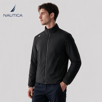 NAUTICA 纯色立领棉服男冬季短款轻便防风保暖外套商务休闲百搭棉衣上衣 黑色 L