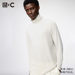优衣库 HEATTECH混纺两翻领T恤/9分袖男装合作款9%羊绒486863 486863/30浅米色 L