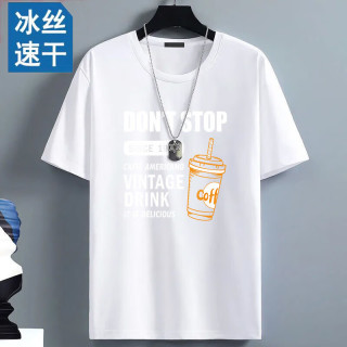 雅尔索 冰丝短袖T恤男2025新款夏季百搭速干网眼半袖男士运动上衣打底衫 冰丝网眼短袖 大图 M 建议70-90斤
