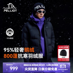 伯希和 800蓬95%鹅绒 漫暮黑 L码 户外羽绒服