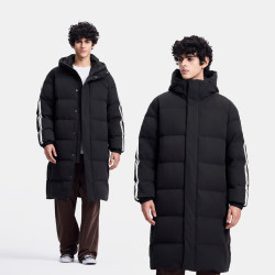 Gap 男女装logo侧织带防风防雨微弹长款羽绒服678675 黑色 XL (180/100A) 亚洲尺码