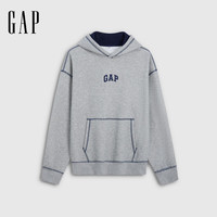 Gap 男女装秋logo刺绣加绒连帽宽松卫衣