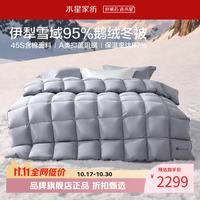 水星家纺 A类抑菌阻螨95%鹅绒冬被/春秋被/暖气被芯 防钻绒面料羽绒被子 寒域静暖抗菌鹅绒冬被(时空